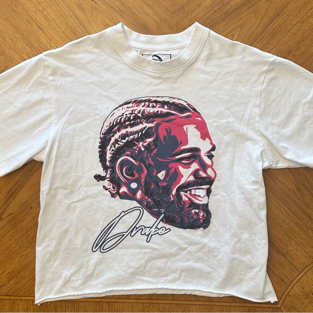 Drake Tshirt Size Small CUT Cropped Tee White Graphic Art Print